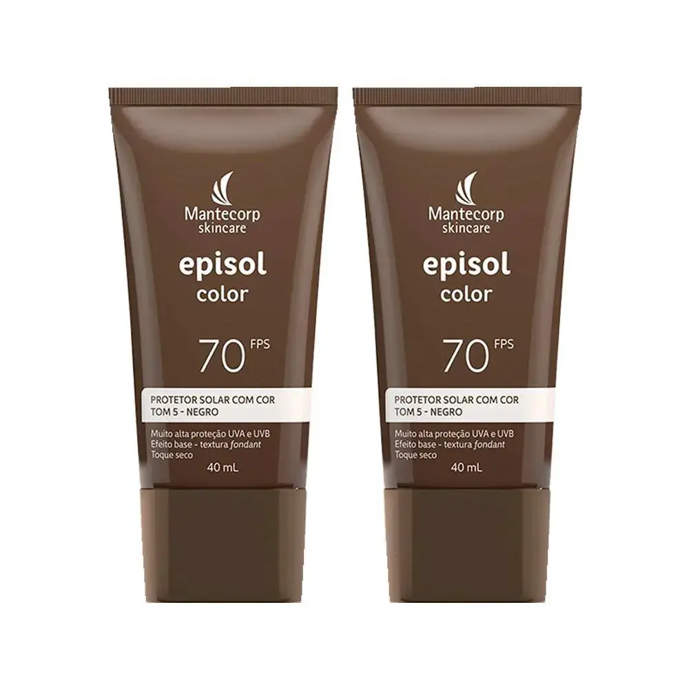 KIT MANTECORP EPISOL COLOR- 2 PROTETORES SOLARES FACIAL FPS70 TOM 5 NEGRO 40ML