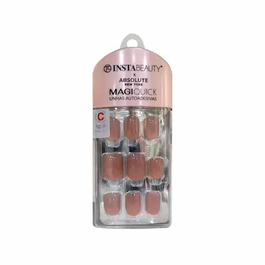 ABSOLUTE NEW YORK MAGIQUICK CAPPUCHINO UNHAS POSTIçAS CURTA AUTOCOLANTE QUADRADA BROWN 24 UNIDADES