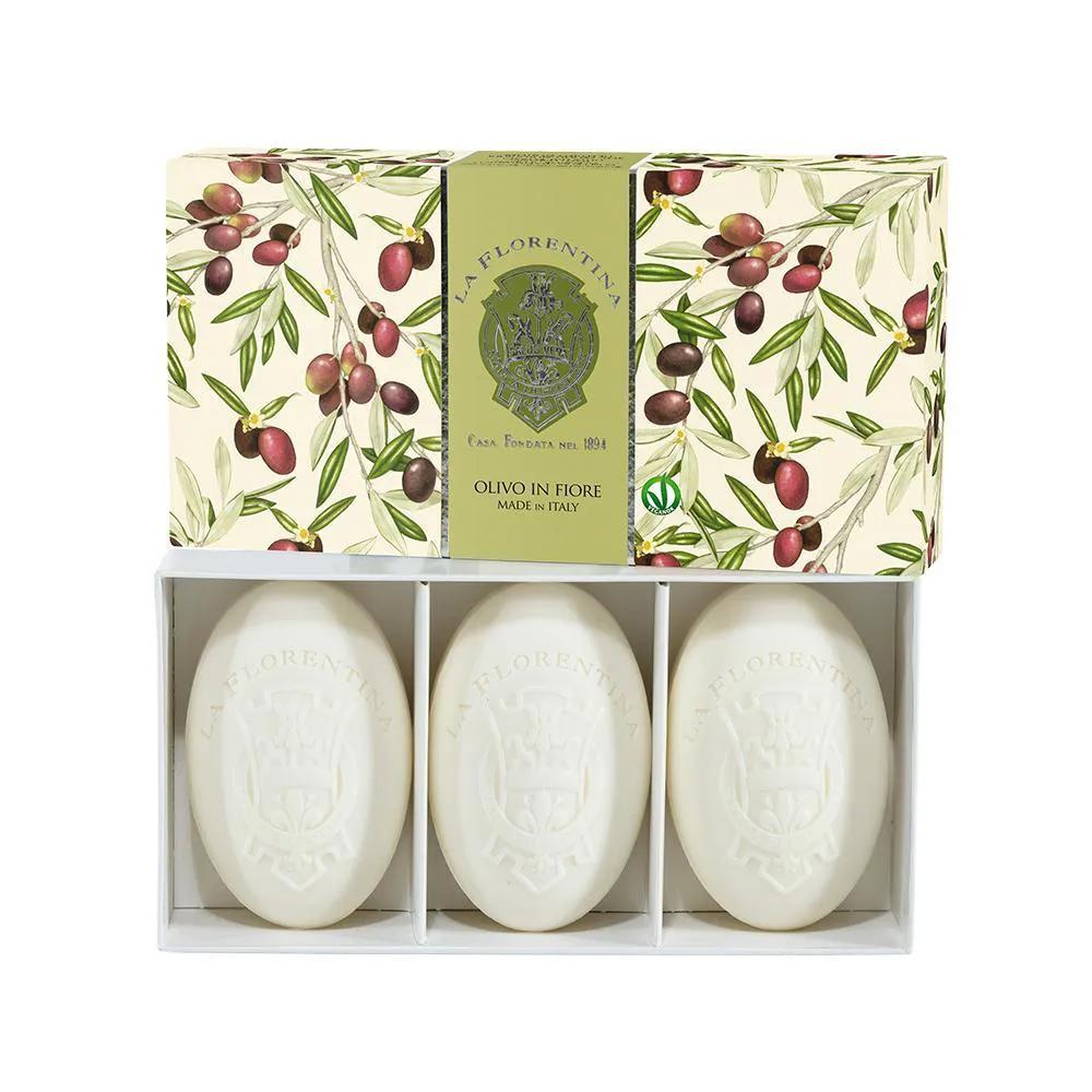 KIT LA FLORENTINA FOLHA DE OLIVEIRA SABONETE EM BARRA 3X150G