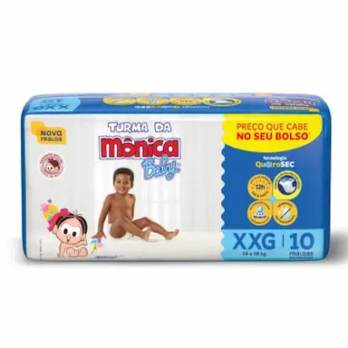 FRALDA TURMA DA MÔNICA BABY XXG 10 UNIDADES