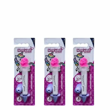 KIT 3 NOSE WASH SERINGA PARA LAVAGEM NASAL 10ML ROSA UNICóRNIO