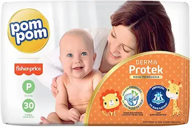 FRALDA POM POM DERMA JUMBO PEQUENA 30 UNIDADES