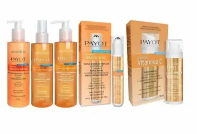 KIT PAYOT CUIDADO COM A PELE VITAMINA C –HIDRA 210G + LOÇÃO 210G + TÔNICO 220ML + OLHOS 14ML + SERUM 30ML – 5 PRODUTOS