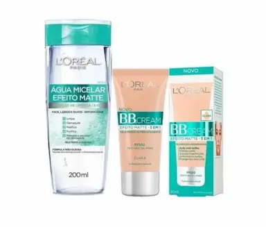 KIT LOREAL AGUA MICELAR EFEITO MATTE + BB CREAM CLARA FPS50