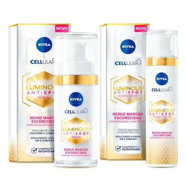 KIT NIVEA CELLULAR LUMINOUS 630 - SÉRUM CLAREADOR 30ML + FLUIDO FACIAL 40ML