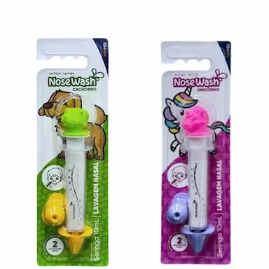 KIT 2 SERINGA NOSEWASH PARA LAVAGEM NASAL 10ML – ROSA – VERDE