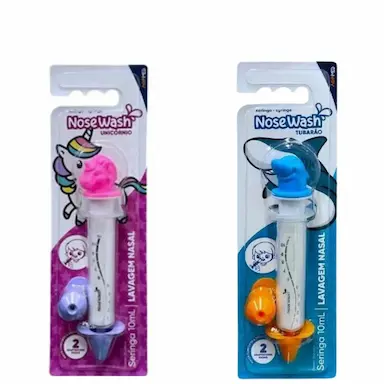 KIT 2 SERINGA NOSEWASH PARA LAVAGEM NASAL 10ML – AZUL – ROSA