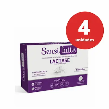 KIT COM 4 SENSILATTE LACTASE 9.000 FCC COM 30 COMPRIMIDOS CADA