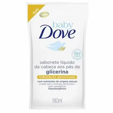REFIL SABONETE LÍQUIDO DOVE BABY DA CABEÇA AOS PÉS HIDRATAÇÃO GLICERINADA 180ML