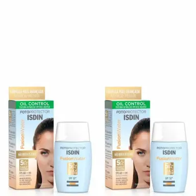 KIT 2 PROTETOR SOLAR FACIAL ISDIN FUSION WATER OIL CONTROL FPS60 - 30ML