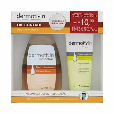 DERMOTIVIN KIT SABONETE LíQUIDO OIL CONTROL 120ML SABONETE ESFOLIANTE 60G