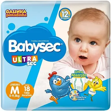 FRALDA BABYSEC ULTRASEC JUMBINHO GALINHA PINTADINHA M - 18 UNIDADES