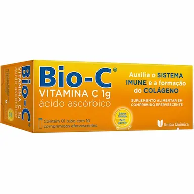 VITAMINA C BIO-C 1G SABOR LARANJA COM 10 COMPRIMIDOS EFERVESCENTES
