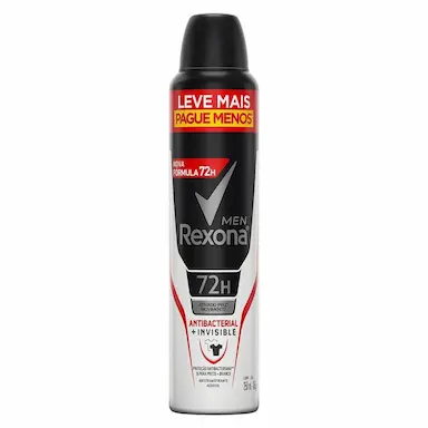 DESODORANTE ANTITRANSPIRANTE AEROSOL ANTIBACTERIAL PLUS INVISIBLE  REXONA MEN 250ML