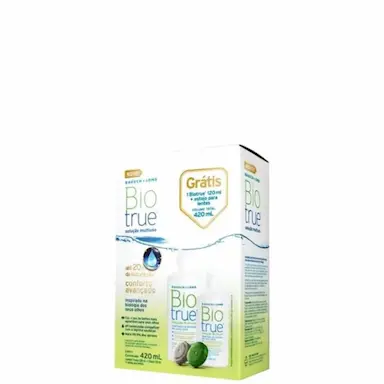 KIT SOLUçãO PARA LENTES DE CONTATO BIOTRUE 300ML + 120ML + ESTOJO PARA LENTE DE CONTATO