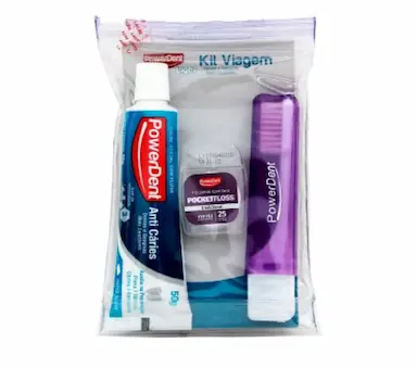 KIT VIAGEM POWERDENT CREME DENTAL+ ESCOVA+ FIO DENTAL