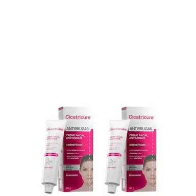 KIT 2 CICATRICURE CREME FACIAL ANTISSINAIS 30G