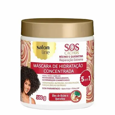 MÁSCARA SALON LINE S.O.S CACHOS RICINO E QUERATINA 500G