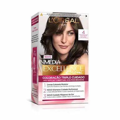COLORAÇÃO IMÉDIA EXCELLENCE L&amp;amp;#039ORÉAL PARIS - 4 CASTANHO NATURAL