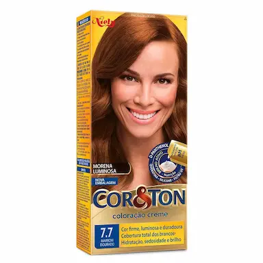 COLORAÇÃO NIELY COR&amp;amp;AMP;TON - TONS CASTANHOS - 7.7 MARROM DOURADO