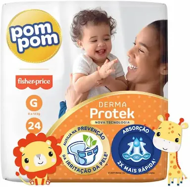 FRALDA POM POM DERMA PROTEK JUMBO G 24 UNIDADE