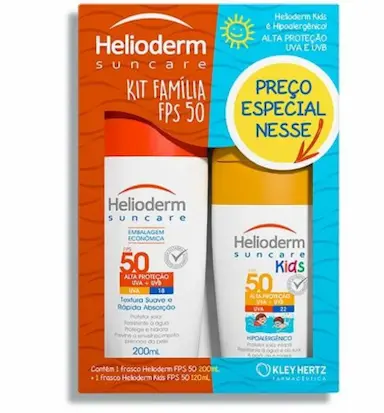 KIT FAMÍLIA HELIOIDERM SUNCARE PROTETOR SOLAR FPS50 200ML + PROTETOR SOLAR KIDS FPS50 120ML