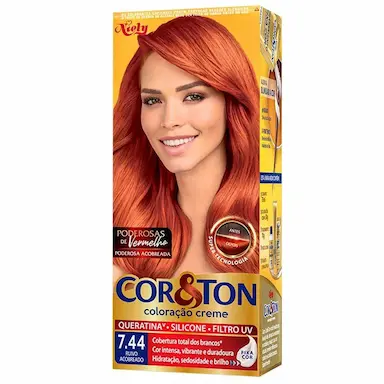 COLORAÇÃO NIELY COR&amp;amp;AMP;TON TONS VERMELHOS 7.44 RUIVO ACOBREADO