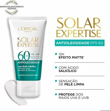 PROTETOR FACIAL SOLAR FACIAL L’ORéAL EXPERTISE ANTIOLEOSIDADE FPS60 40G