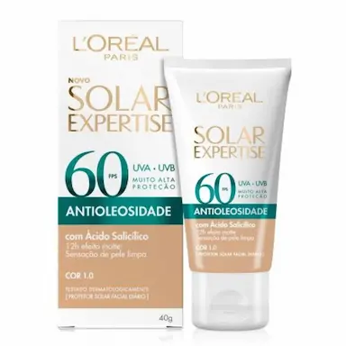 PROTETOR SOLAR FACIAL L’ORéAL EXPERTISE ANTIOLEOSIDADE FPS 60 COR 1.0 40G