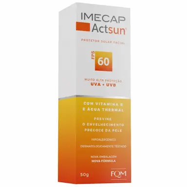 PROTETOR SOLAR FACIAL IMECAP ACTSUN FPS60 SEM COR COM 50G