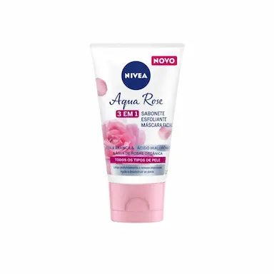 SABONETE ESFOLIANTE E MÁSCARA FACIAL NIVEA AQUA ROSE 3 EM 1 COM 150ML