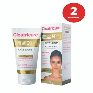 KIT C/2 PROTETOR SOLAR CICATRICURE ANTISSINAIS FPS50 EFEITO MATTE - 40G