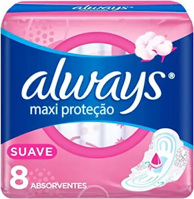 ALWAYS PINK PROTEçãO TOTAL SUAVE COM ABAS ABSORVENTE 8 UNI