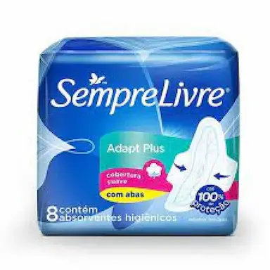 ABSORVENTE SEMPRE LIVRE ADAPT PLUS COBERTURA SUAVE COM ABAS 8 UNIDADES