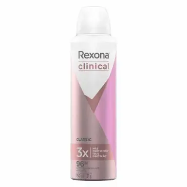 DESODORANTE ANTITRANSPIRANTE AEROSOL REXONA CLINICAL CLASSIC FEMININO 150ML