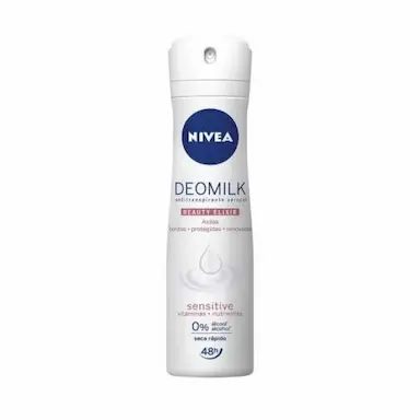 DESODORANTE AEROSOL FEMININO NIVEA DEOMILK BEAUTY ELIXIR SENSITIVE COM 150ML