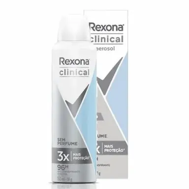 DESODORANTE ANTITRANSPIRANTE AEROSOL REXONA CLINICAL SEM PERFUME 150ML
