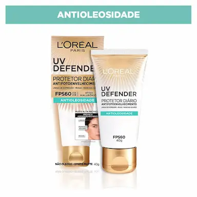 PROTETOR SOLAR DIÁRIO L´ORÉAL PARIS UV DEFENDER ANTIOLEOSIDADE FPS 60 - 40G