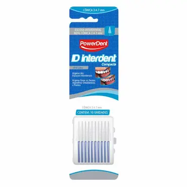 ESCOVA INTERDENTAL POWERDENT REFIL CÔNICO 3 A 7MM - 10 UNIDADES