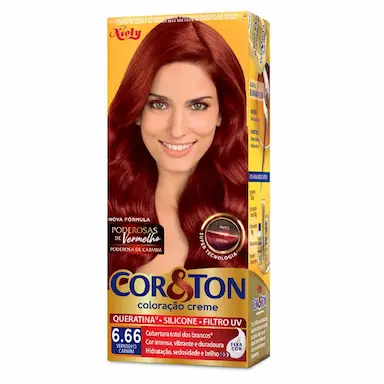 COLORAÇÃO NIELY COR&amp;amp;AMP;TON - TONS VERMELHOS - 6.66 LOURO ESCURO VERMELHO