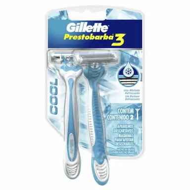 APARELHO DE BARBEAR DESCARTÁVEL GILLETTE PRESTOBARBA 3 COOL - 2 UNIDADES