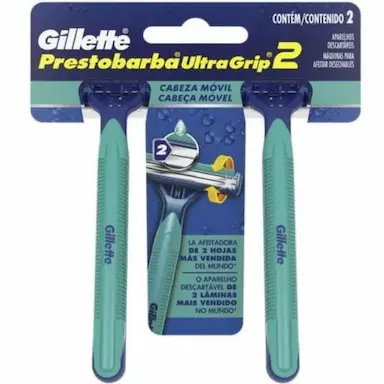 APARELHO GILLETTE PRESTOBARBA MASCULINO ULTRAGRIP COM 2 CABEçA MóVEL
