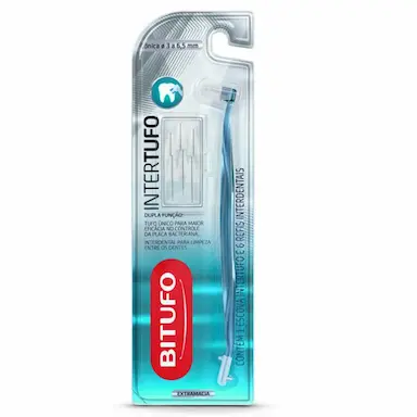 ESCOVA DE DENTE BITUFO INTERTUFO CÔNICA COM 1 UNIDADE + 6 REFIS INTERDENTAIS 1 UNIDADE