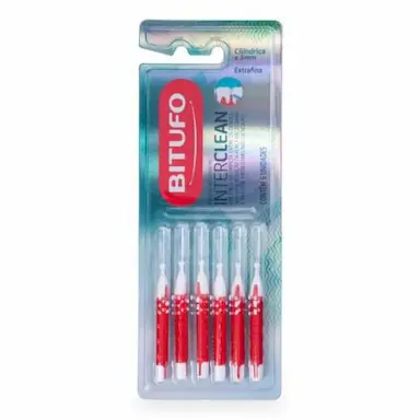 ESCOVA INTERDENTAL BITUFO INTERCLEAN EXTRA FINA 3 MM CILÍNDRICA COM 6 UNIDADES