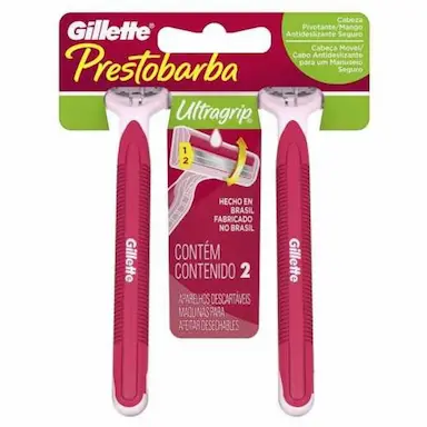 APARELHO DEPILATÓRIO GILLETTE PRESTOBARBA ULTRAGRIP MÓVEL 2 UNIDADES