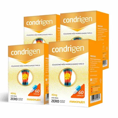 KIT 04 CONDRIGEN COLáGENO TIPO 2 COM 60 CAPSULAS MAXINUTRI