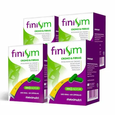 KIT 04 FINISIM CROMO E FIBRAS COM 60 CáPSULAS MAXINUTRI