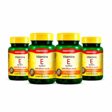 KIT 04 VITAMINA E 100% IDR 60 CAPSULAS MAXINUTRI