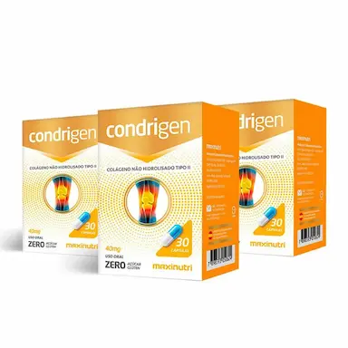KIT 03 CONDRIGEN COLáGENO TIPO II COM 30 CAPSULAS MAXINUTRI