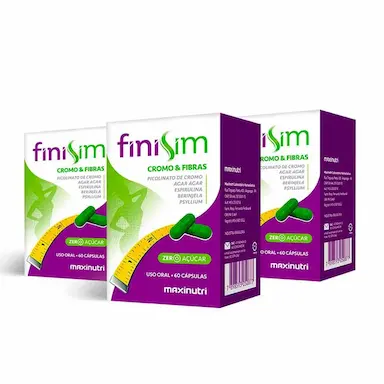 KIT 03 FINISIM CROMO E FIBRAS COM 60 CáPSULAS MAXINUTRI